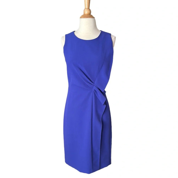 HALSTON HERITAGE Dress Ruched Ruffle Front Career Chic Office Siren Dress Size 2 - Picture 1 of 16